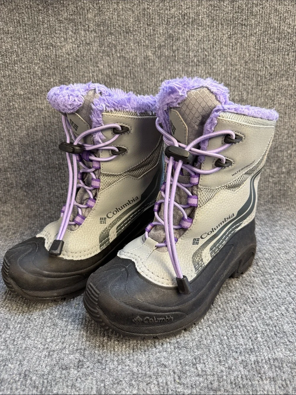 Columbia Kids' Gray and Lavender Waterproof Snow Boots Size 2